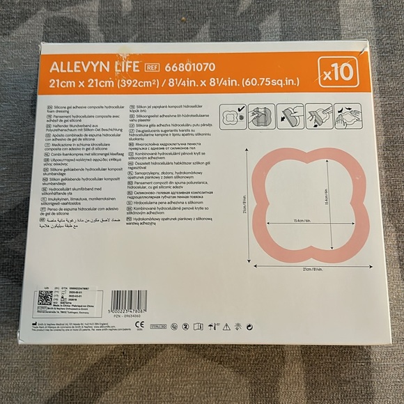 Allevyn Life 66801070 | 8 1/4 Inch x 8 1/4 Inch box of 10 - Picture 2 of 8